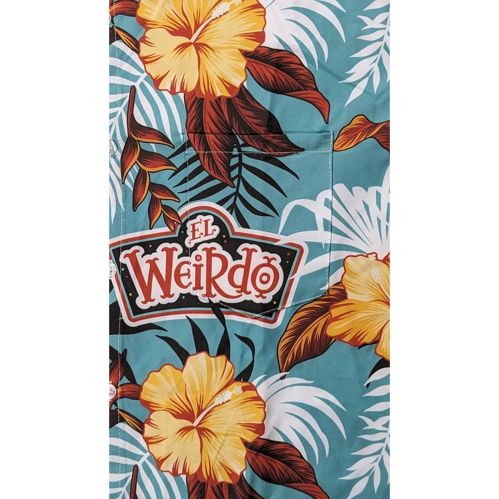 El Weirdo Ironic Floral Palm Hawaiian 4 Way Stretch Button Shirt Silly Crazy XL - Picture 9 of 9